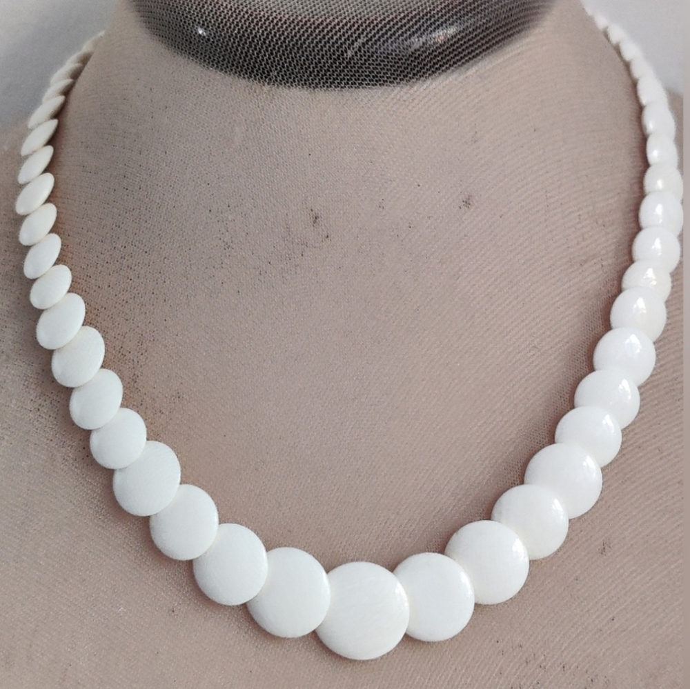 RARE Antique Art Deco Genuine Pre-ban Ivory Disc Necklace